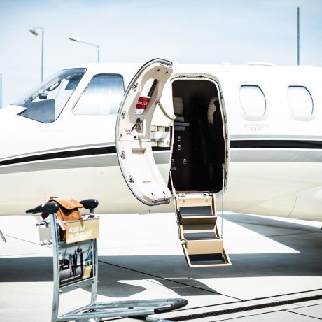 Jet Jet with open door on the ground